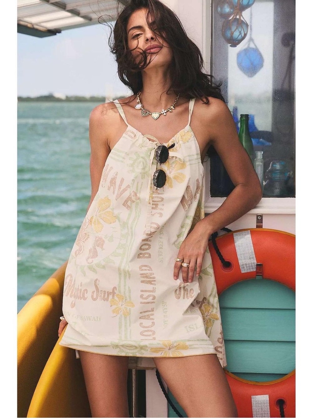 BDG Maui Hawaii Slip Dress Tropical Print Mini XS